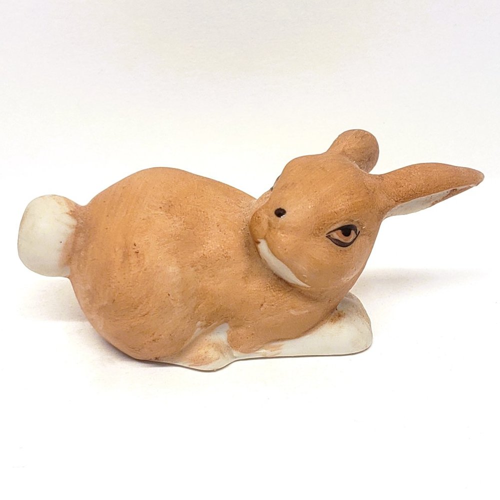 Vintage Easter Bunny Rabbit Figurine Frankel Taiwan Bisque Porcelain 3.25"